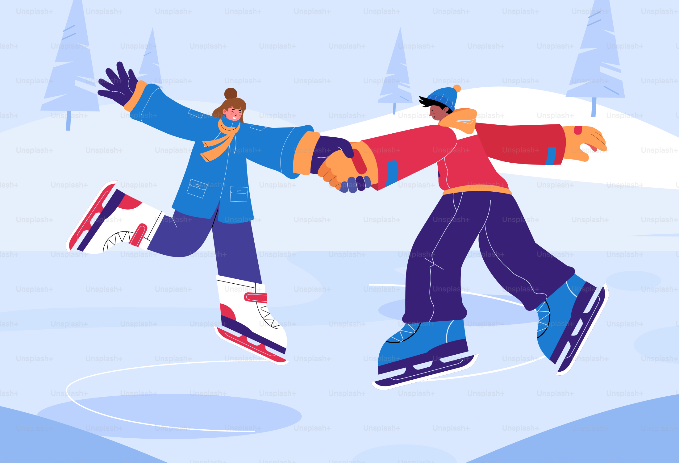 A couple of people riding skis on top of a snow covered slope