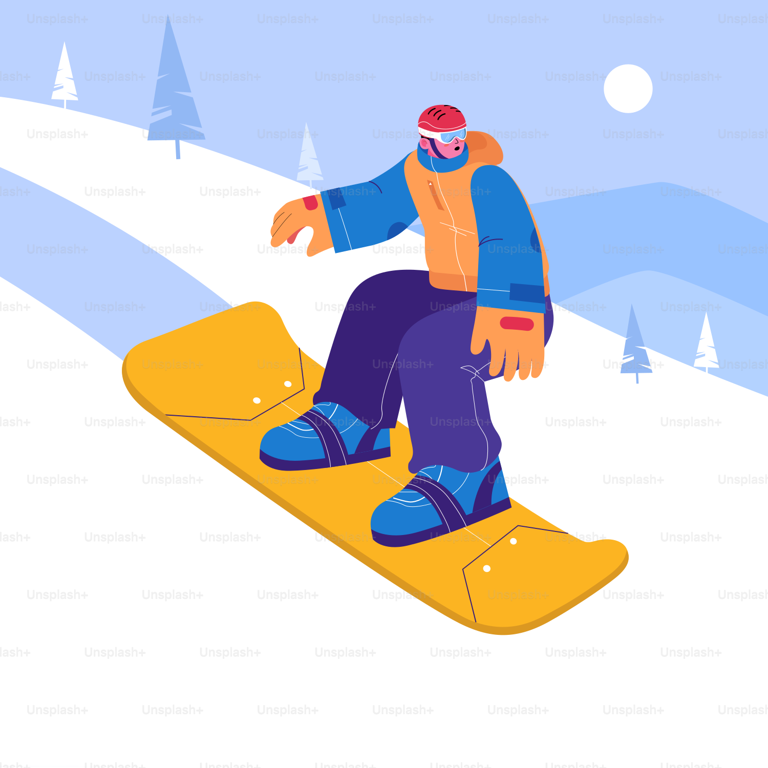 A man riding a snowboard down a snow covered slope