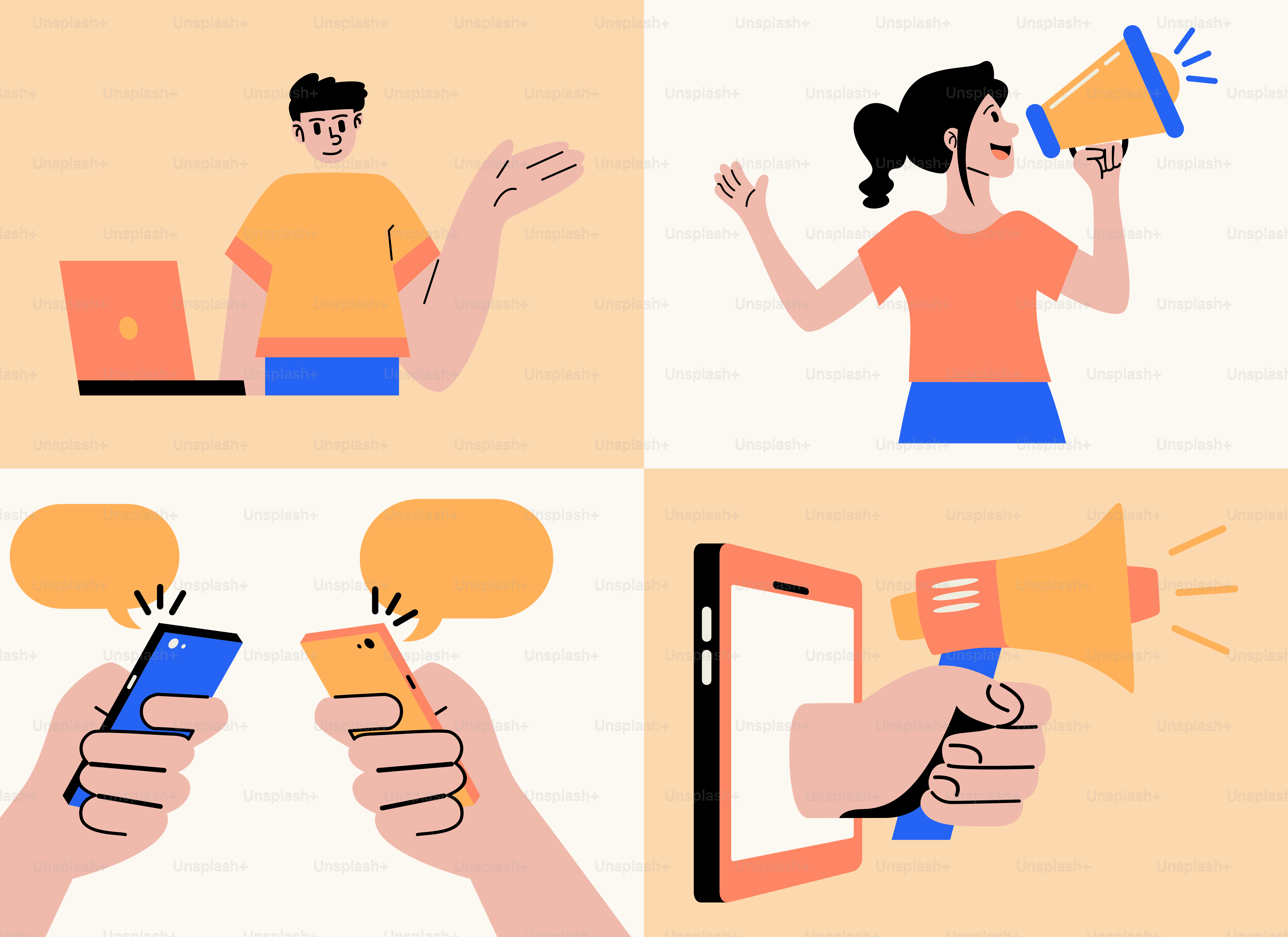Una persona con un móvil y un megáfono