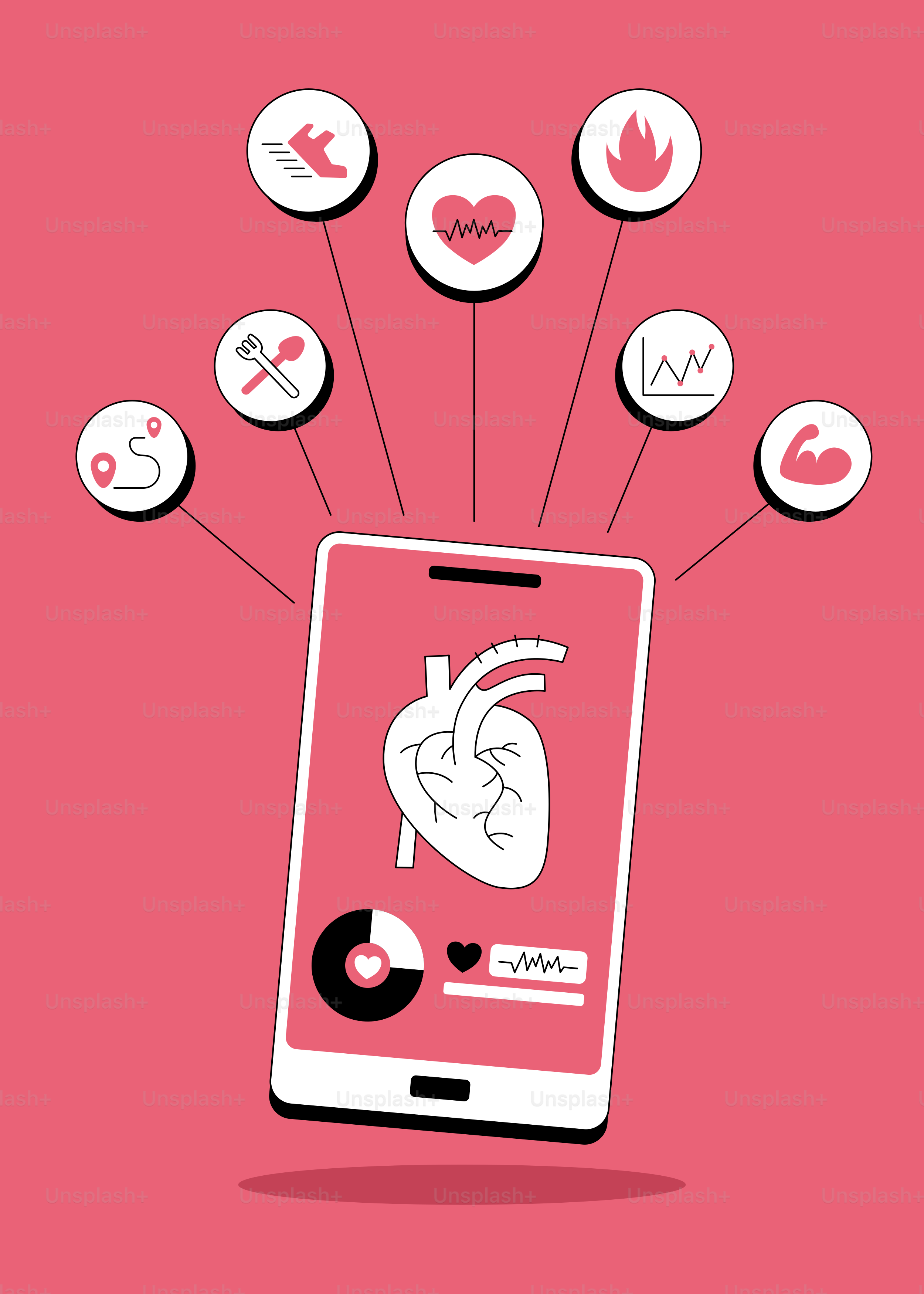 A cell phone with icons coming out of it