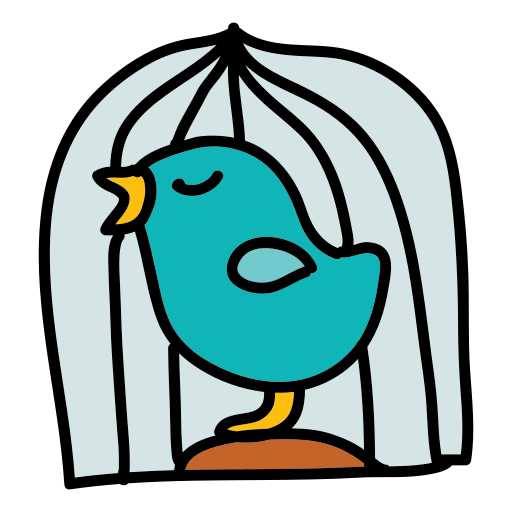 Un oiseau bleu est assis dans une cage