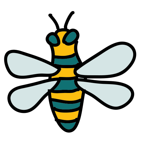 A yellow and black bee sitting on top of a white background