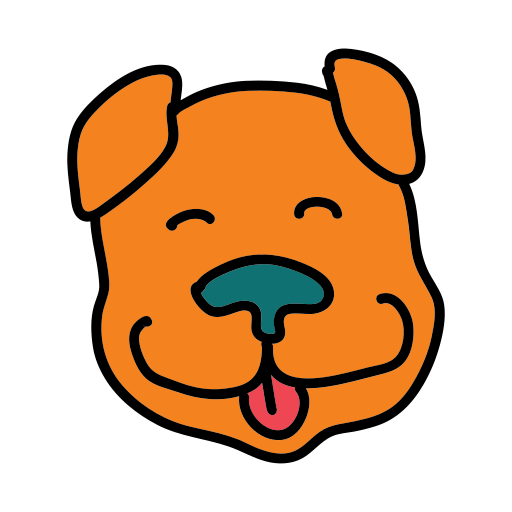 A cartoon dog with its tongue out
