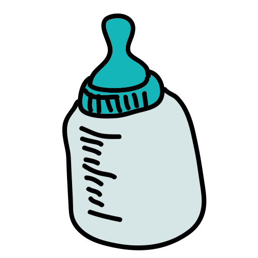 Un biberon avec un bouchon bleu