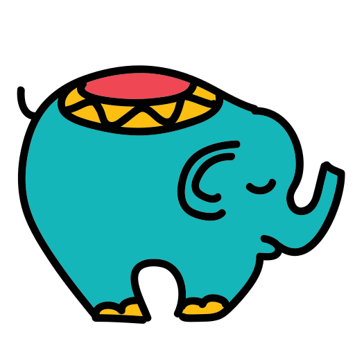 Un éléphant bleu avec un chapeau rouge sur la tête