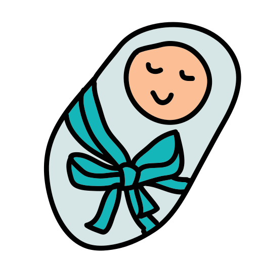 L’image d’un bébé enveloppé dans un ruban bleu