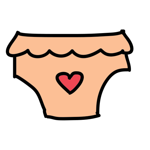 A pair of underwear with a heart on the side