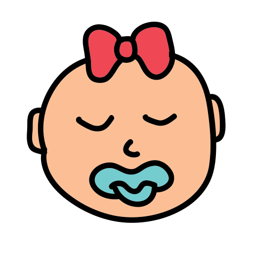 A baby with a red bow on its head