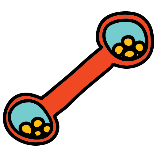 A cartoon of a dog bone with balls in it