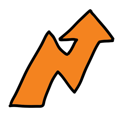 Una flecha naranja con fondo blanco