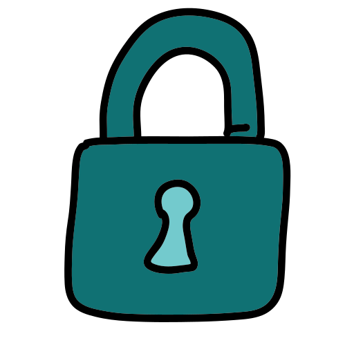 Um cadeado azul com uma chave