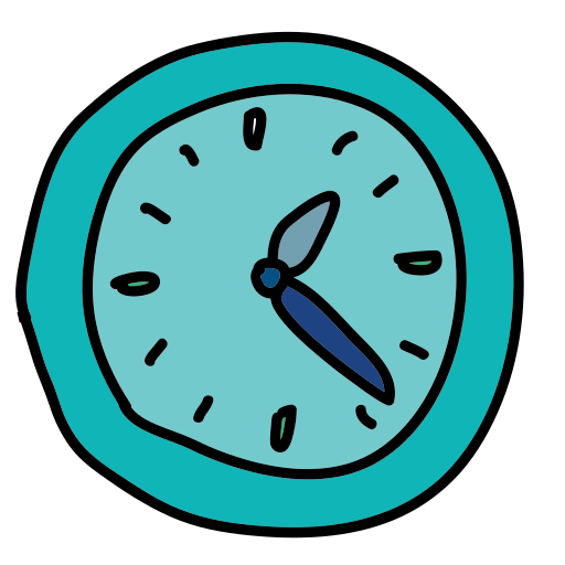 A blue clock with a blue second hand