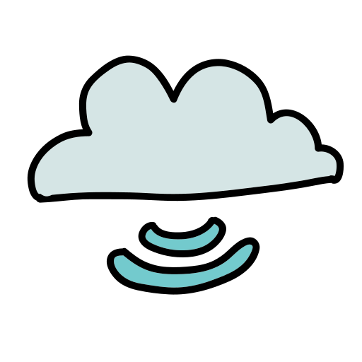 Uma nuvem branca com um círculo azul ao redor