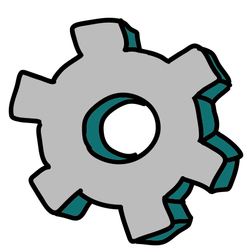 A gear wheel with a green center on a white background