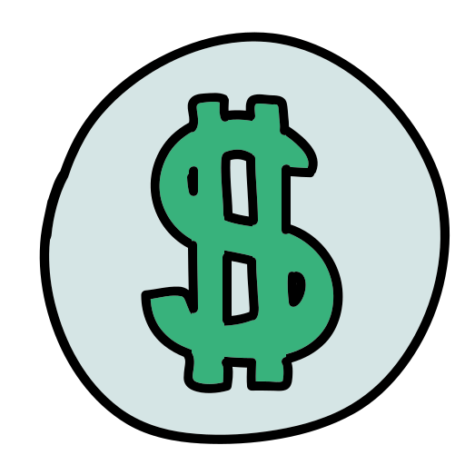 흰색 원 안에 초록색 달러 기호