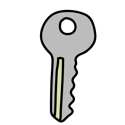A metal key with a yellow handle
