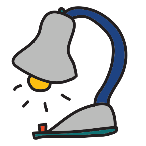 A drawing of a lamp with a bell on top of it