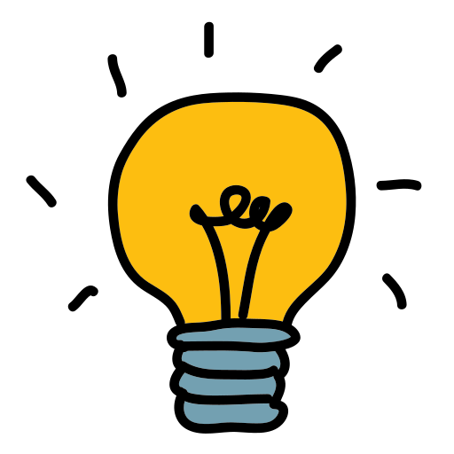 Eine gelbe Glühbirne mit schwarzem Umriss auf weißem Hintergrund