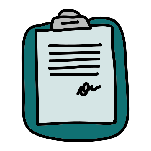 A clipping of a clipboard with a pen on it