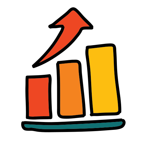 Un graphique à barres avec une flèche montée