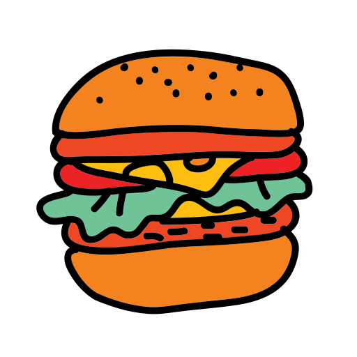 Un dessin d’un hamburger sur fond blanc