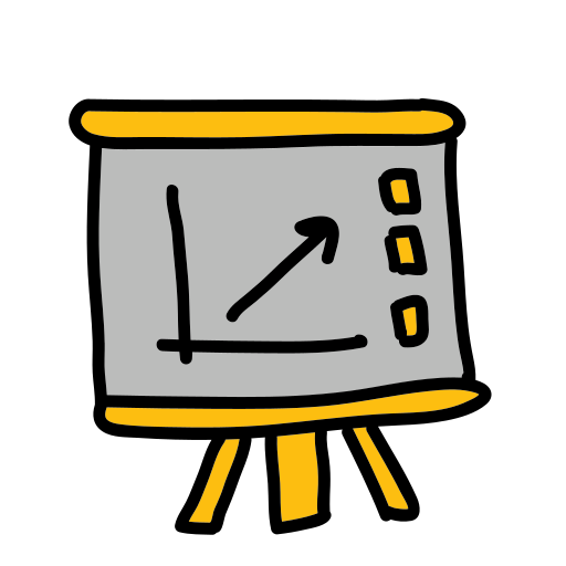A drawing of a drawing board on a tripod