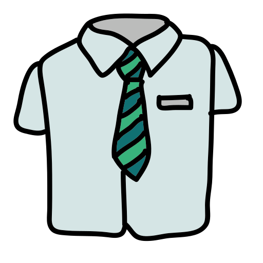 A white shirt with a green striped tie