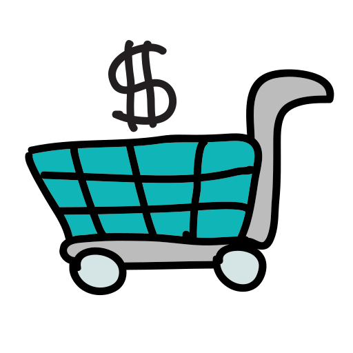 Un carrito de la compra con un signo de dólar encima