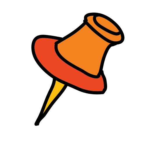 A red and orange pin sitting on top of a white background