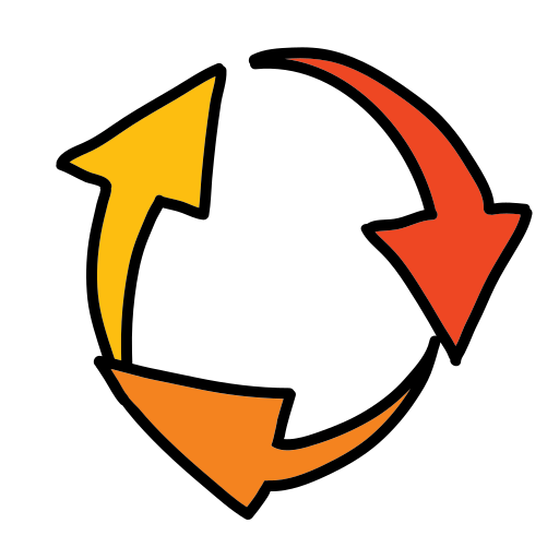 An orange and yellow arrow pointing to the right