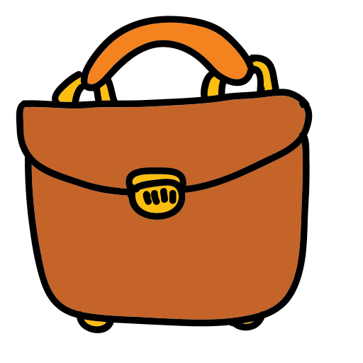 A brown bag with a handle on a white background