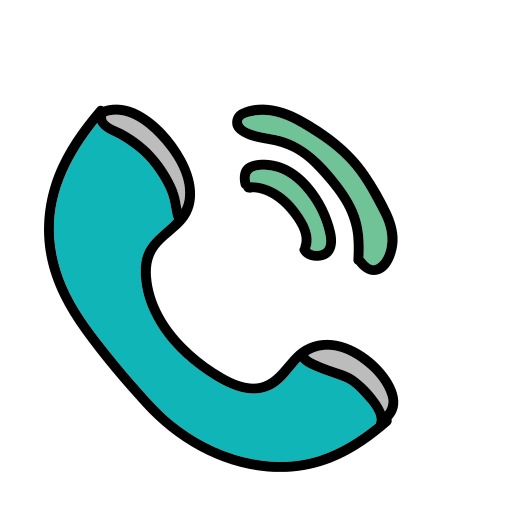A phone icon with a green phone receiver