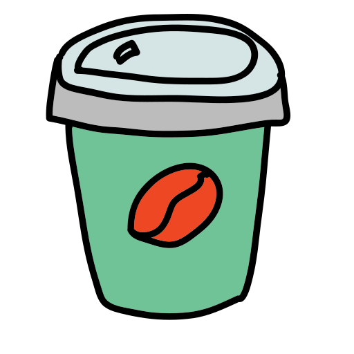 A green cup with a red lid