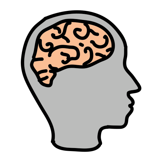 A drawing of a head with a brain in it