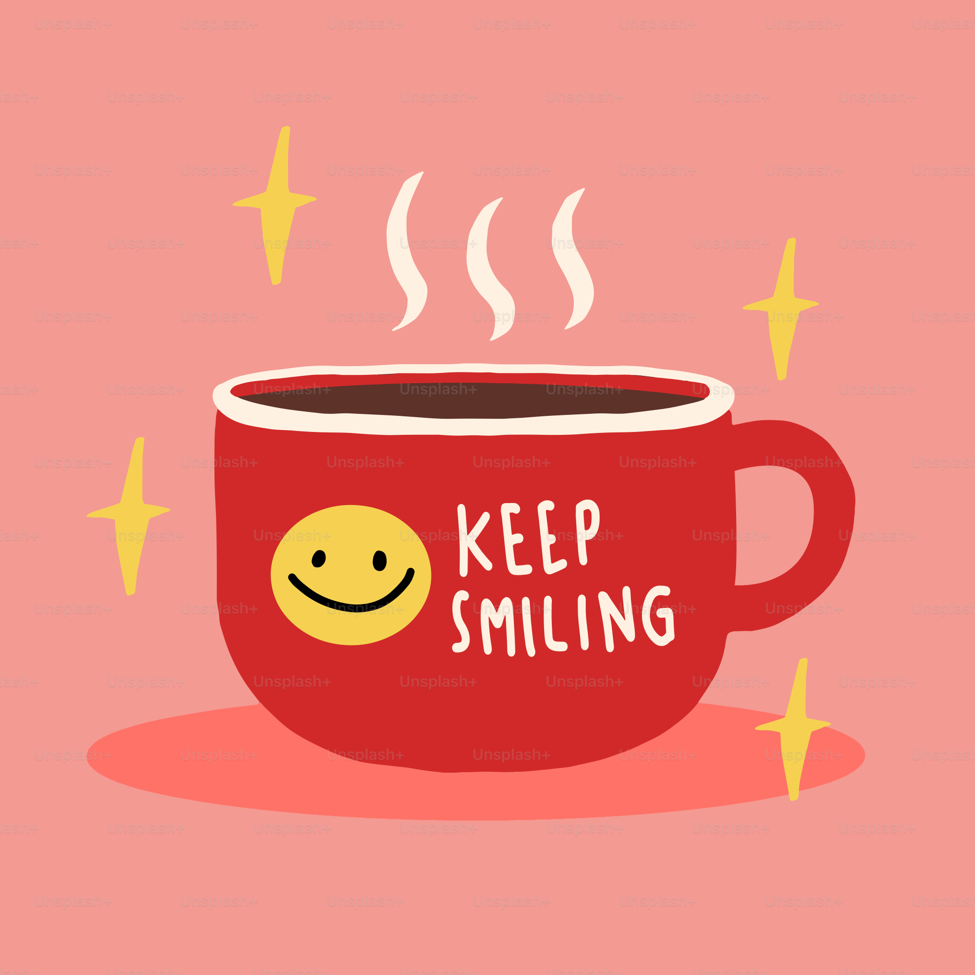 Una tazza di caffè con una faccina sorridente