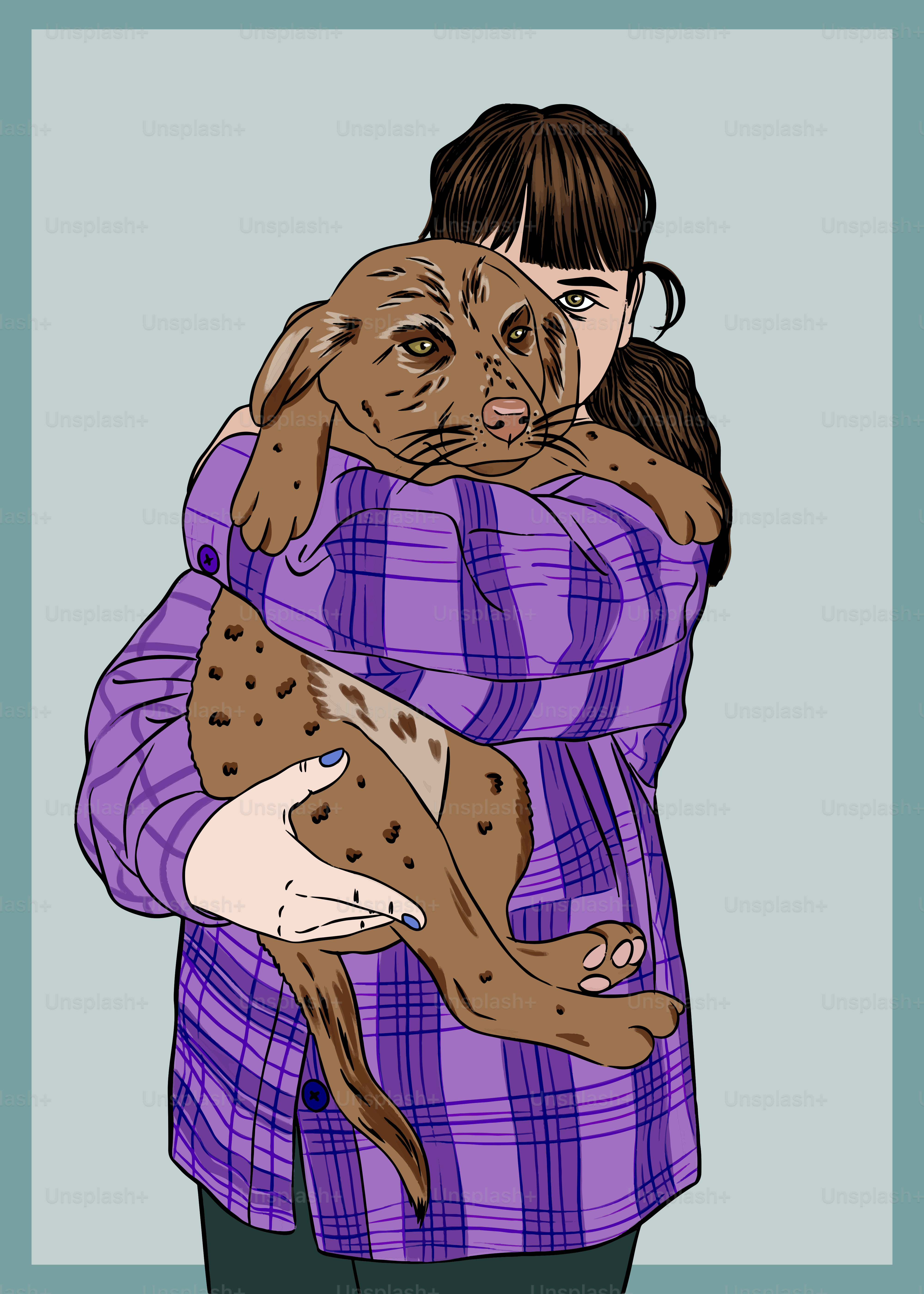 Una mujer con un perro en brazos vector – Imagen de Arte en Unsplash, image size:3000x4200