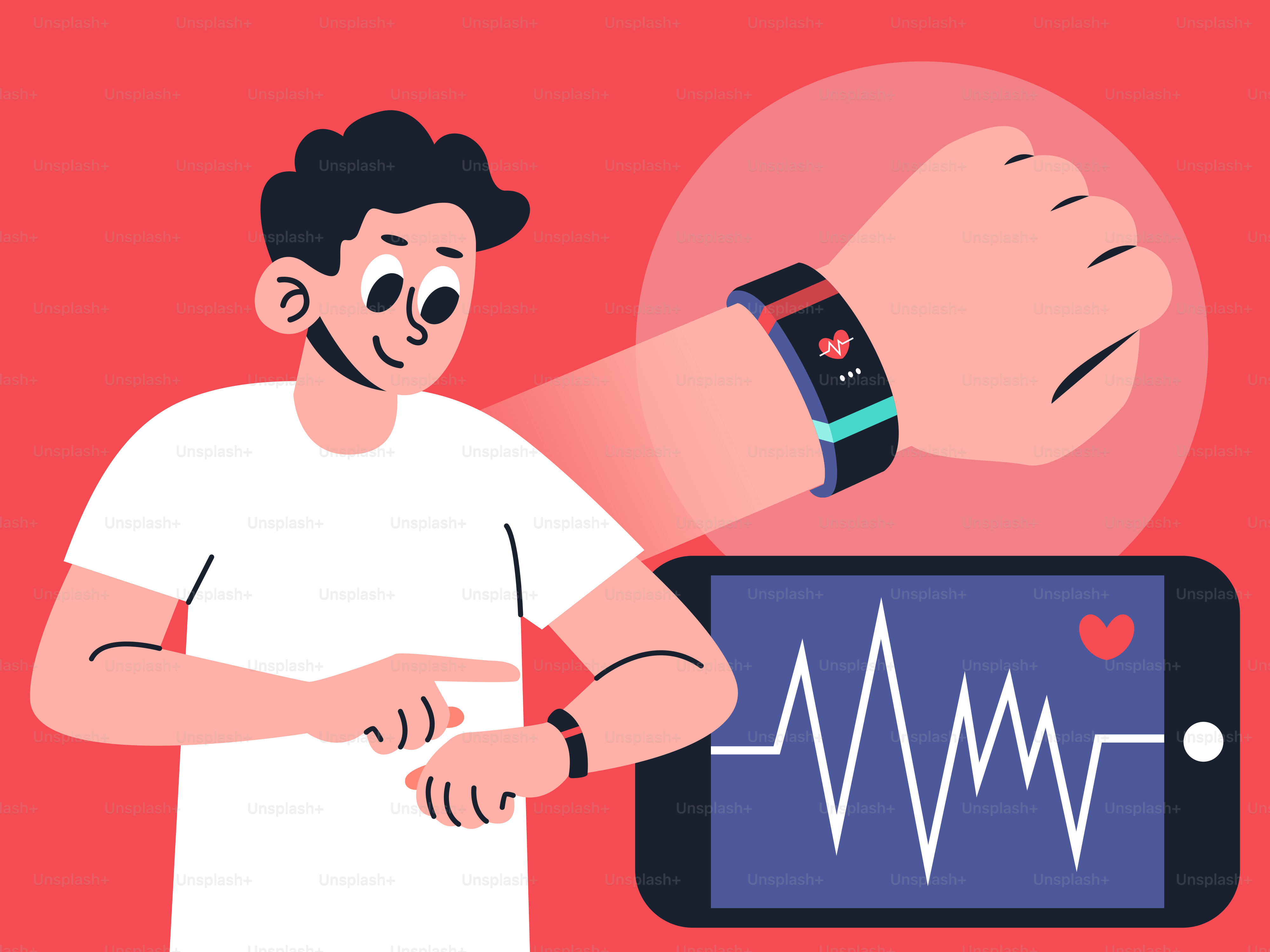 Un homme avec une montre connectée au poignet