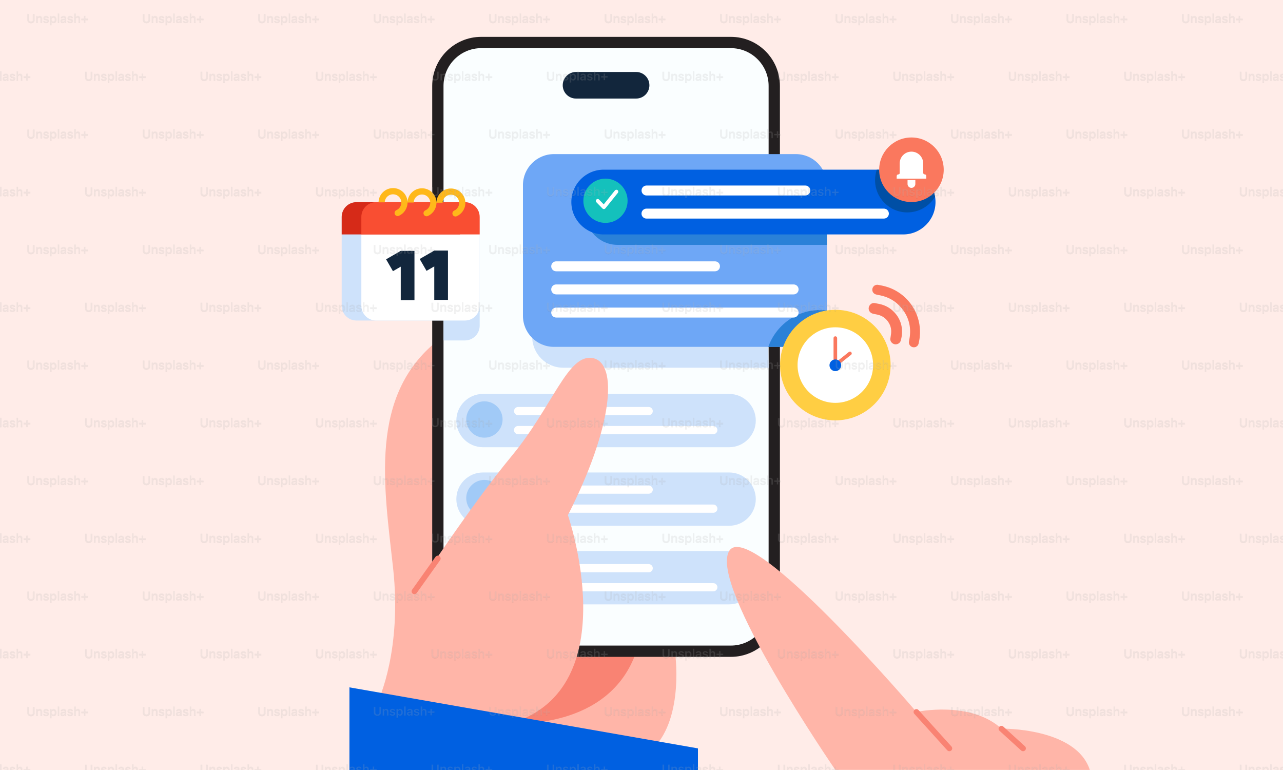 A hand holding a smart phone with a list on the screen