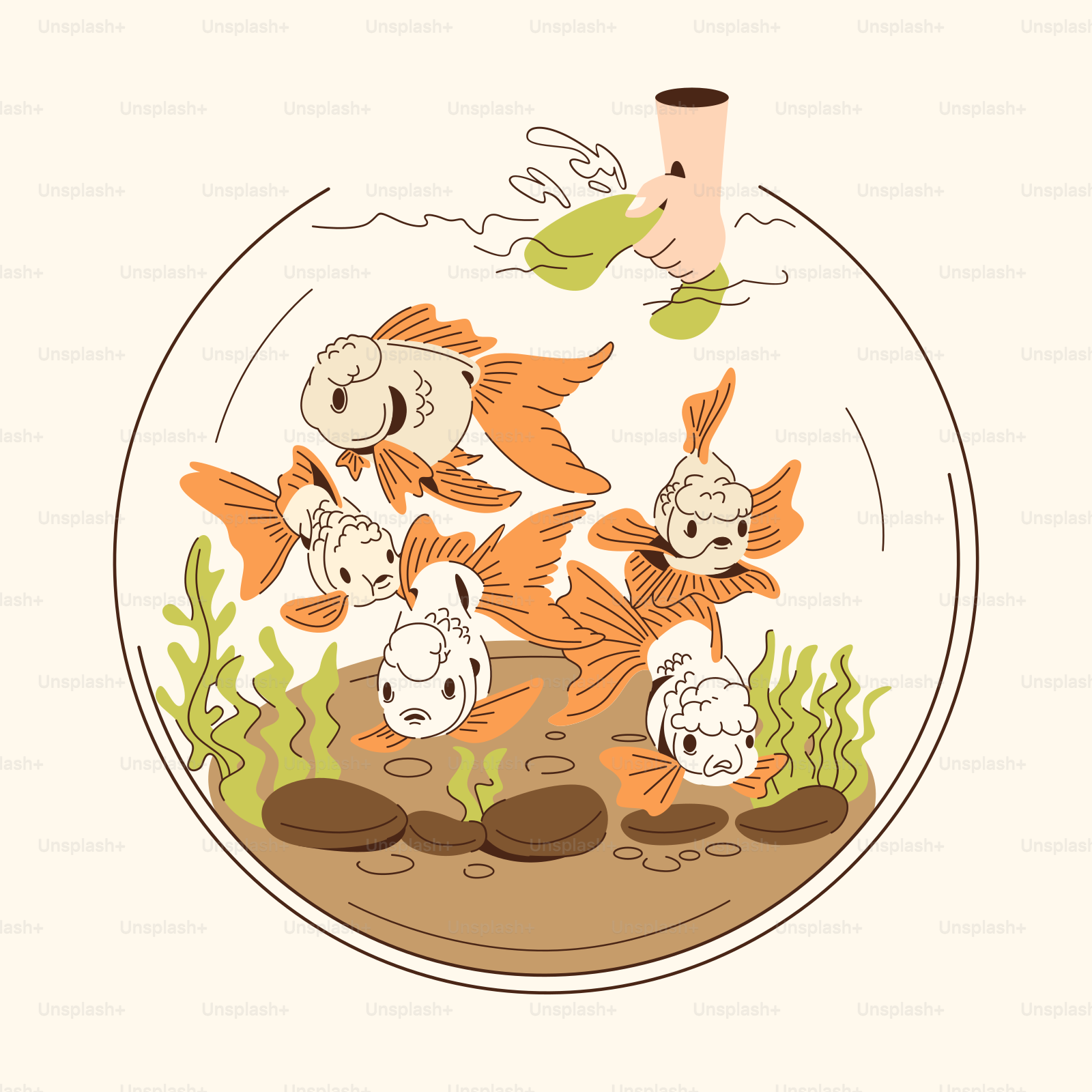 A fish bowl filled with lots of goldfish
