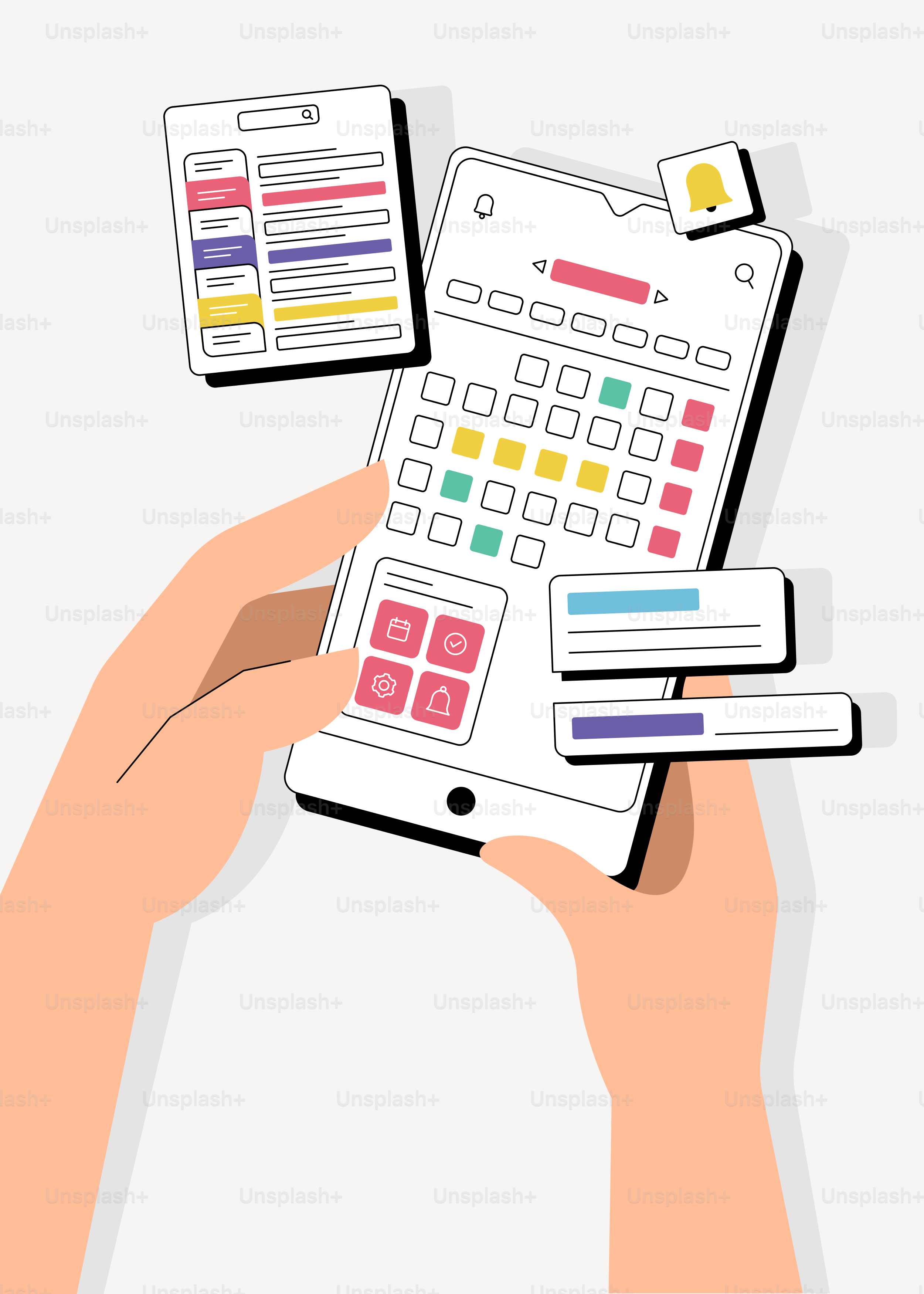 Deux mains tenant une tablette et un téléphone portable