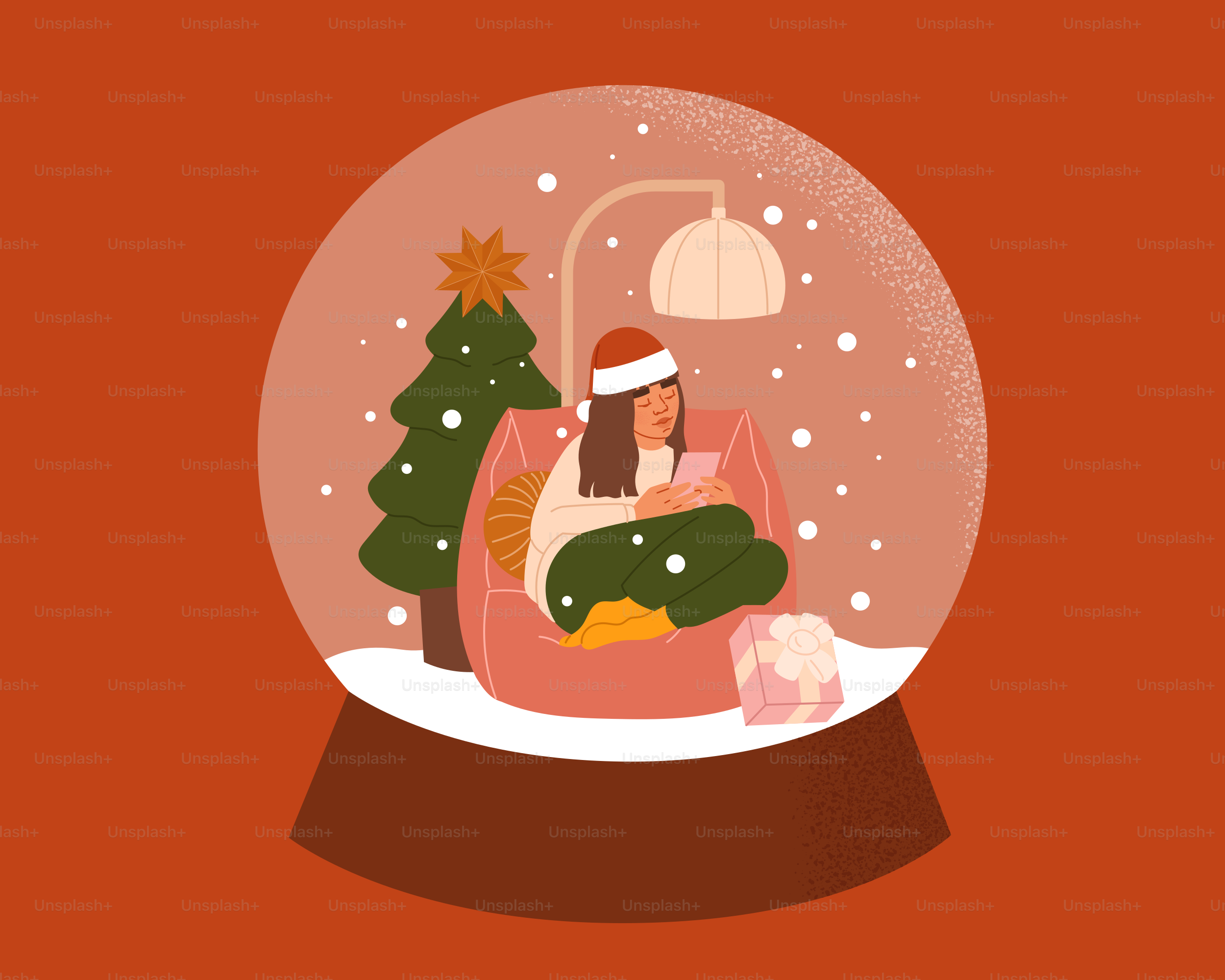 A snow globe with a woman sitting in it
