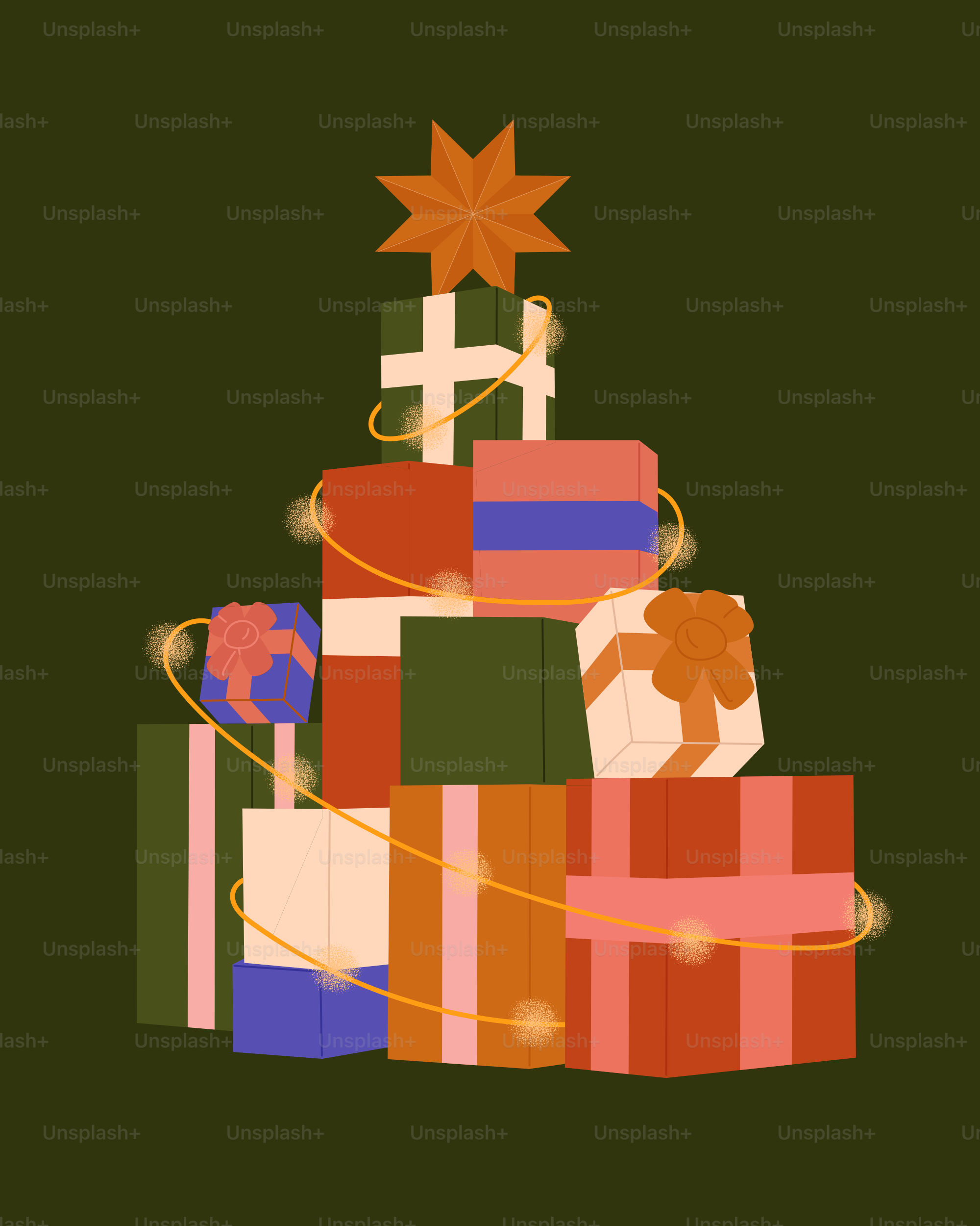 A christmas tree made out of wrapped presents