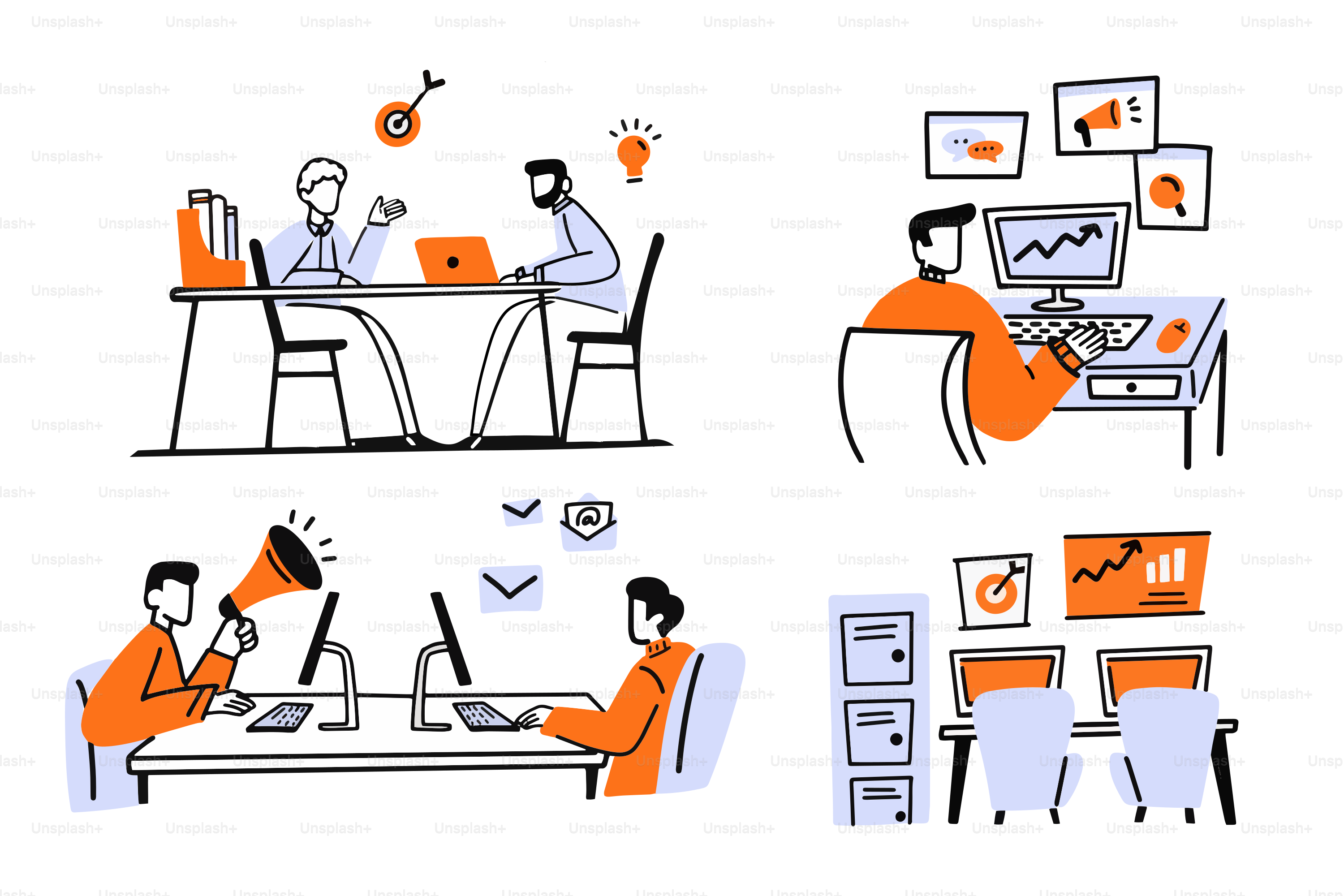 A couple of people sitting at a table with laptops