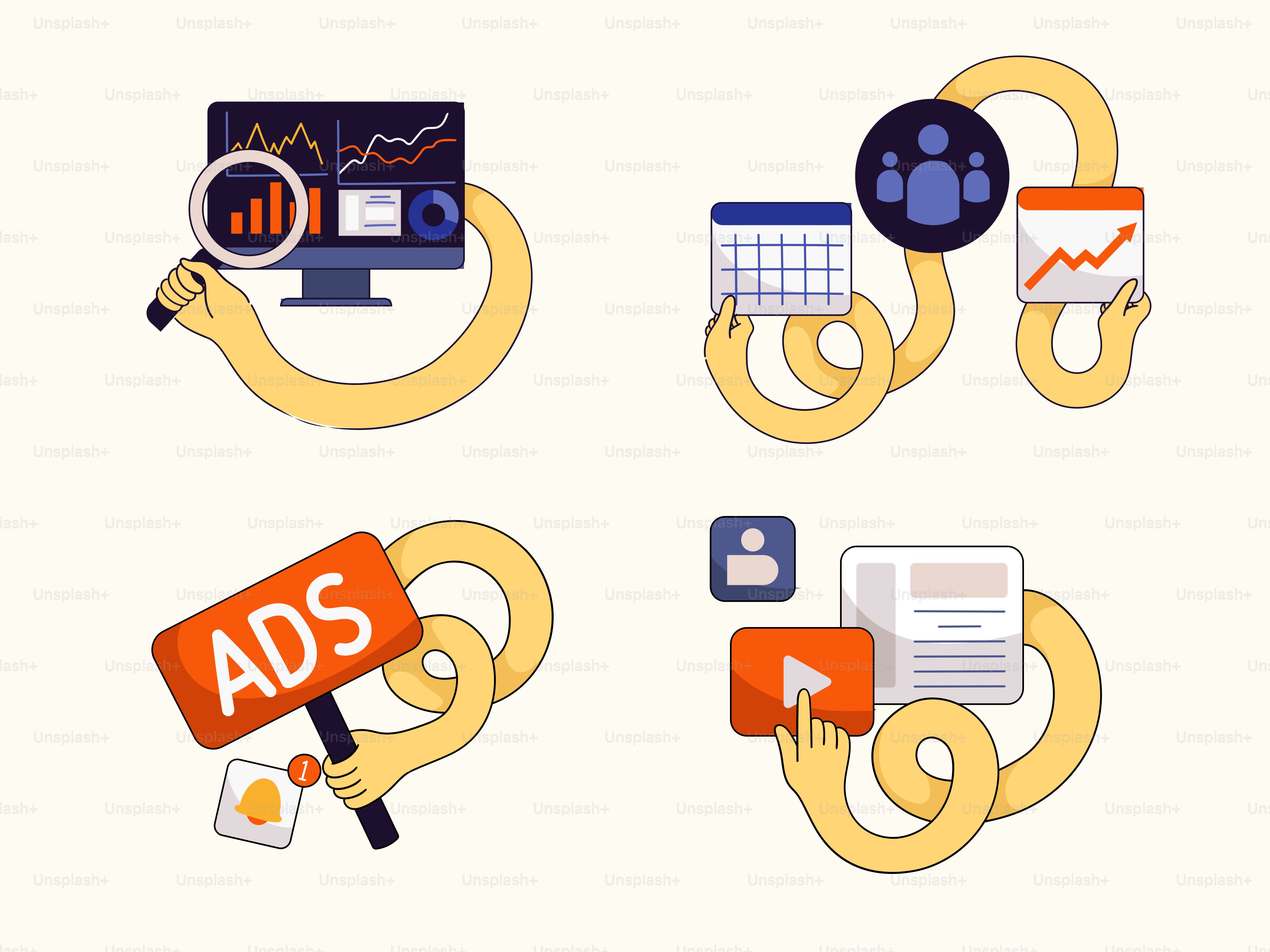 A bunch of different items that are on a white background