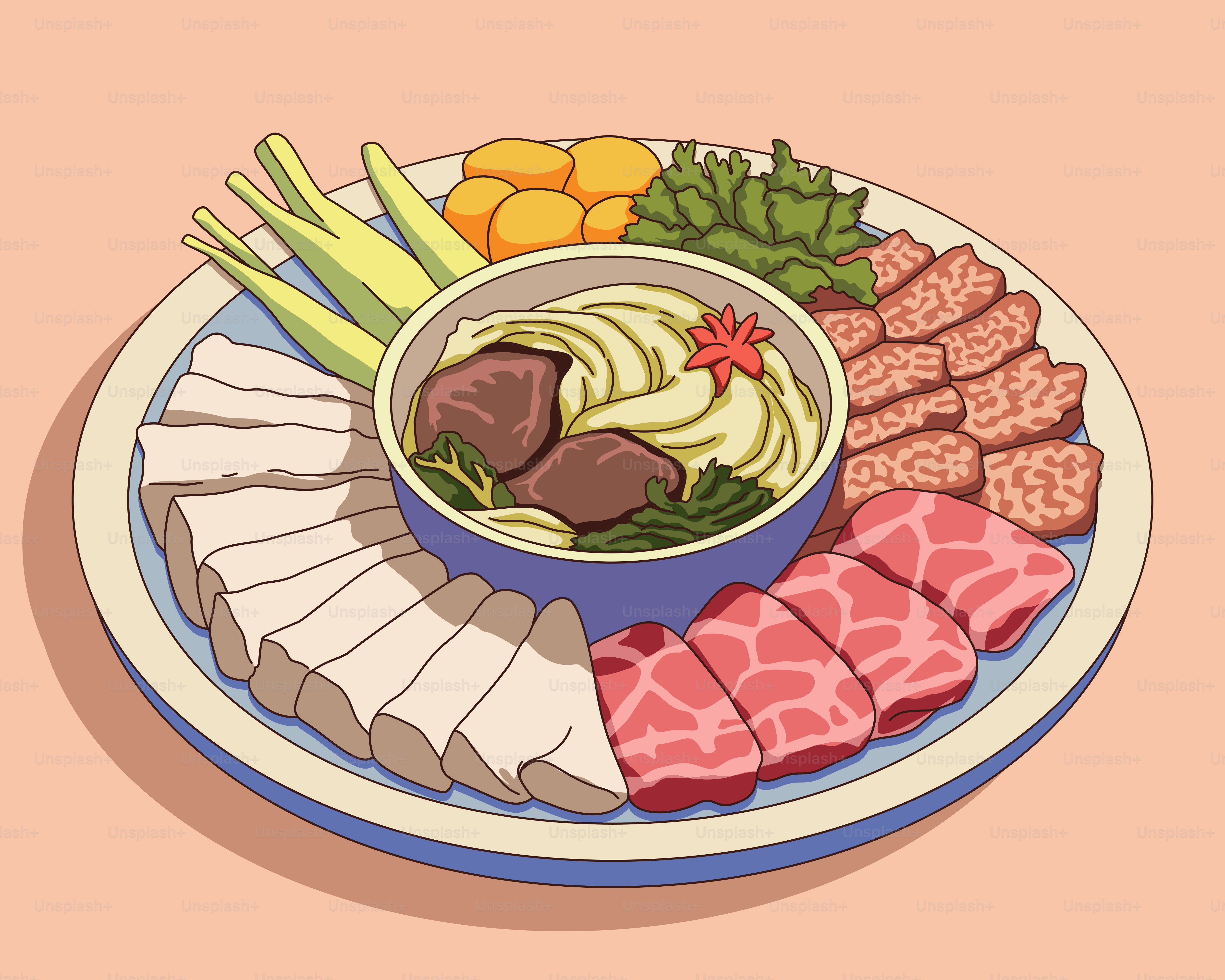Um prato de comida com carnes e legumes
