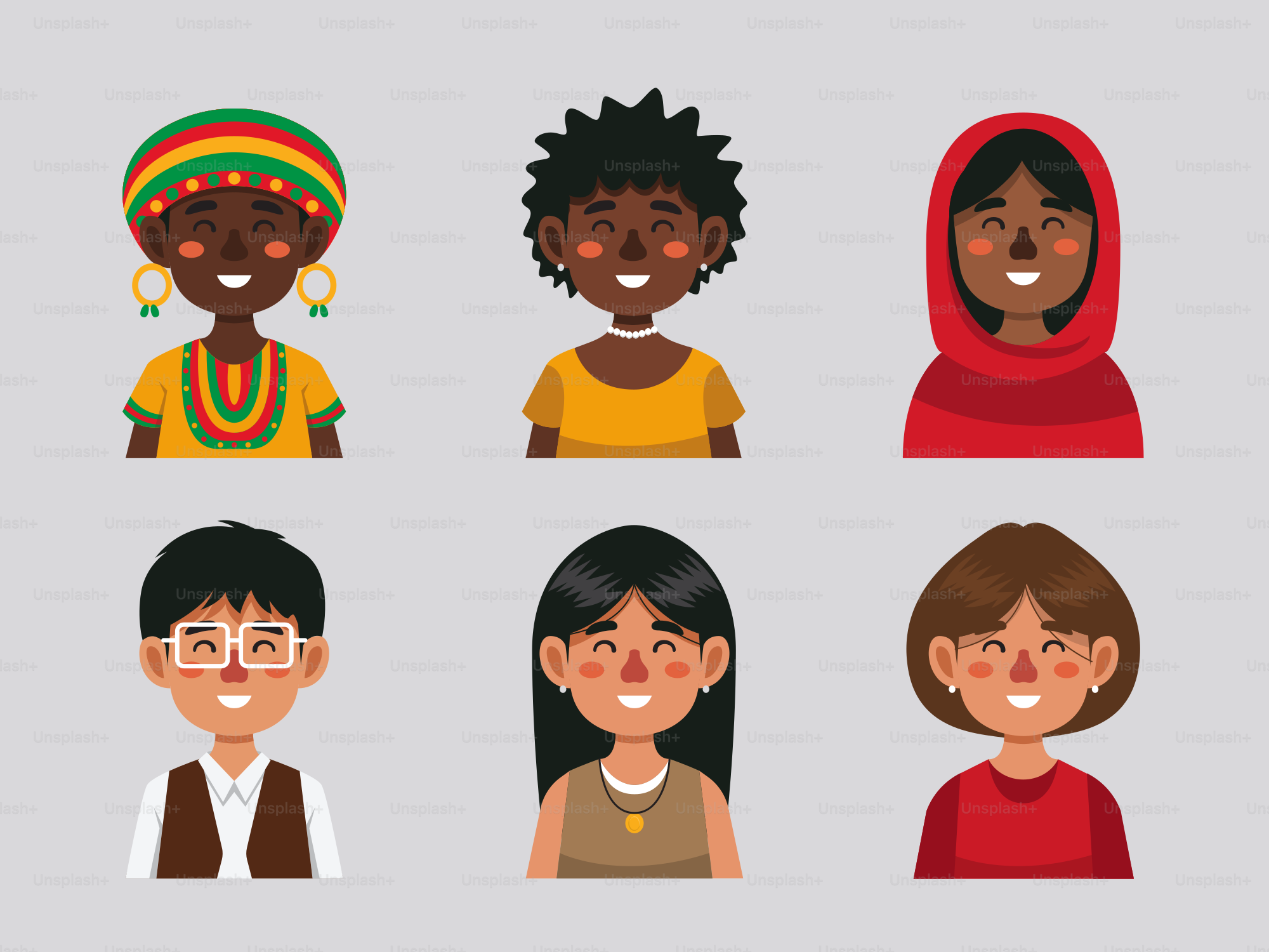 Eine Gruppe von Menschen mit unterschiedlichen Gesichtsausdrücken