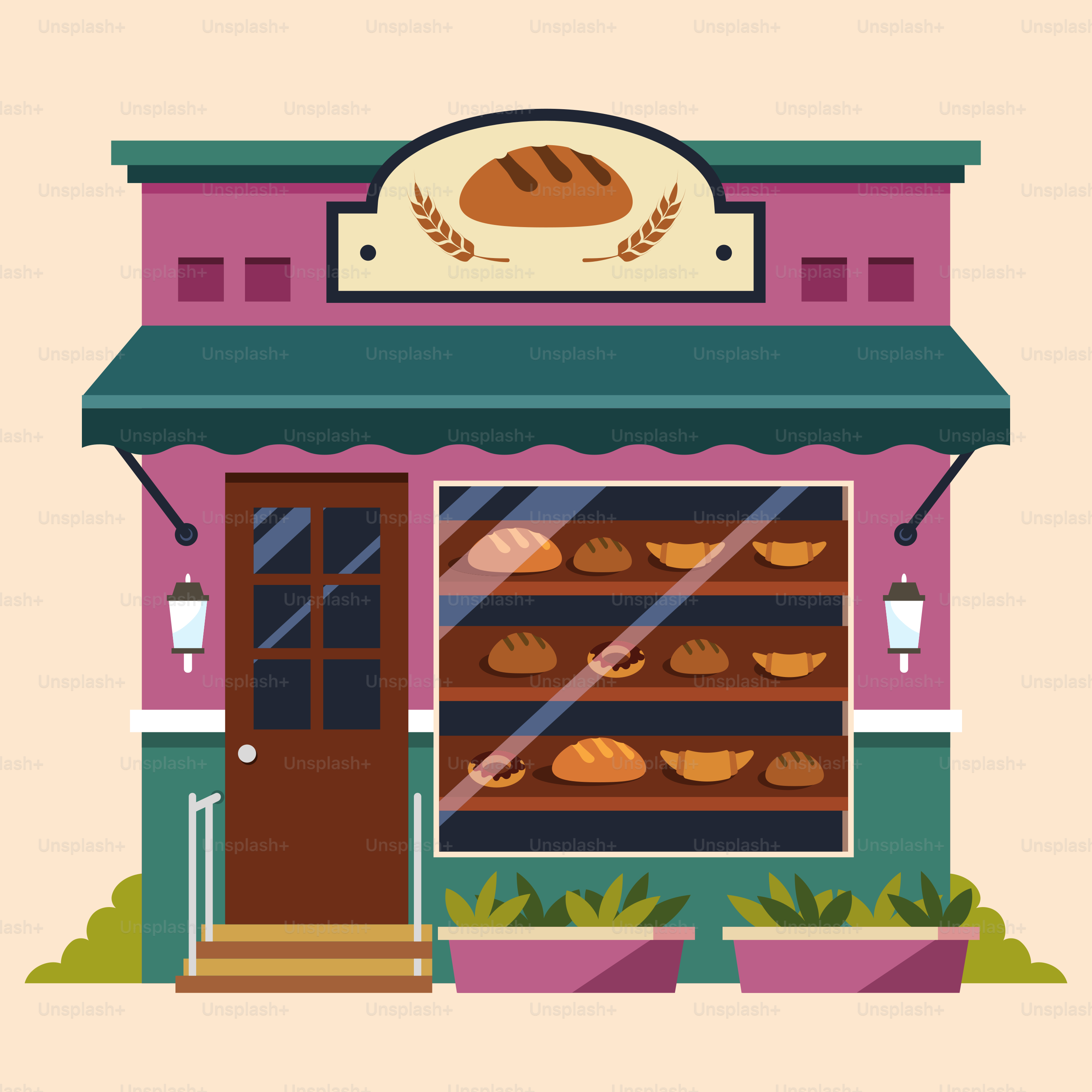 A building with a bakery on the front of it