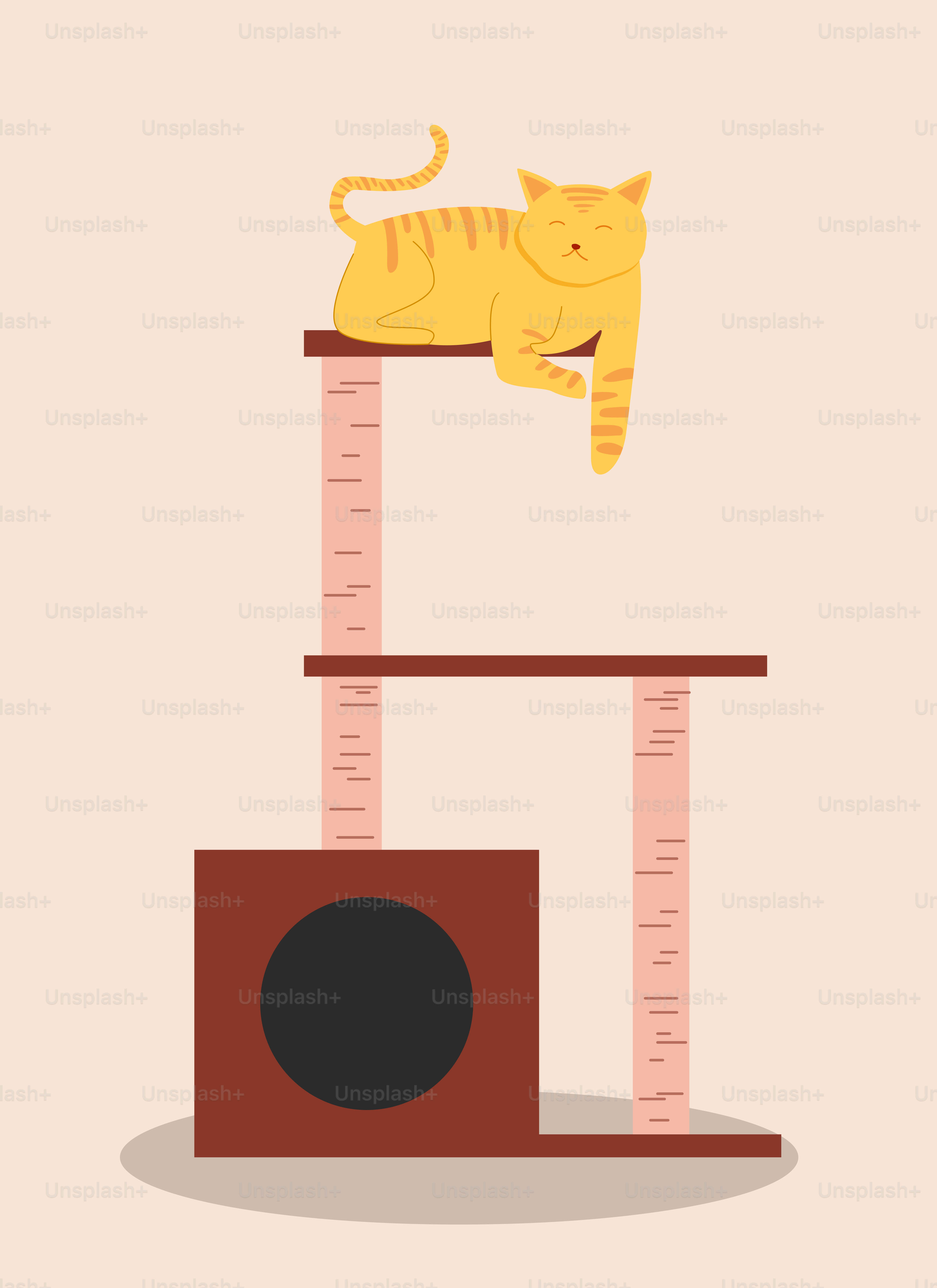 A cat laying on top of a cat tree