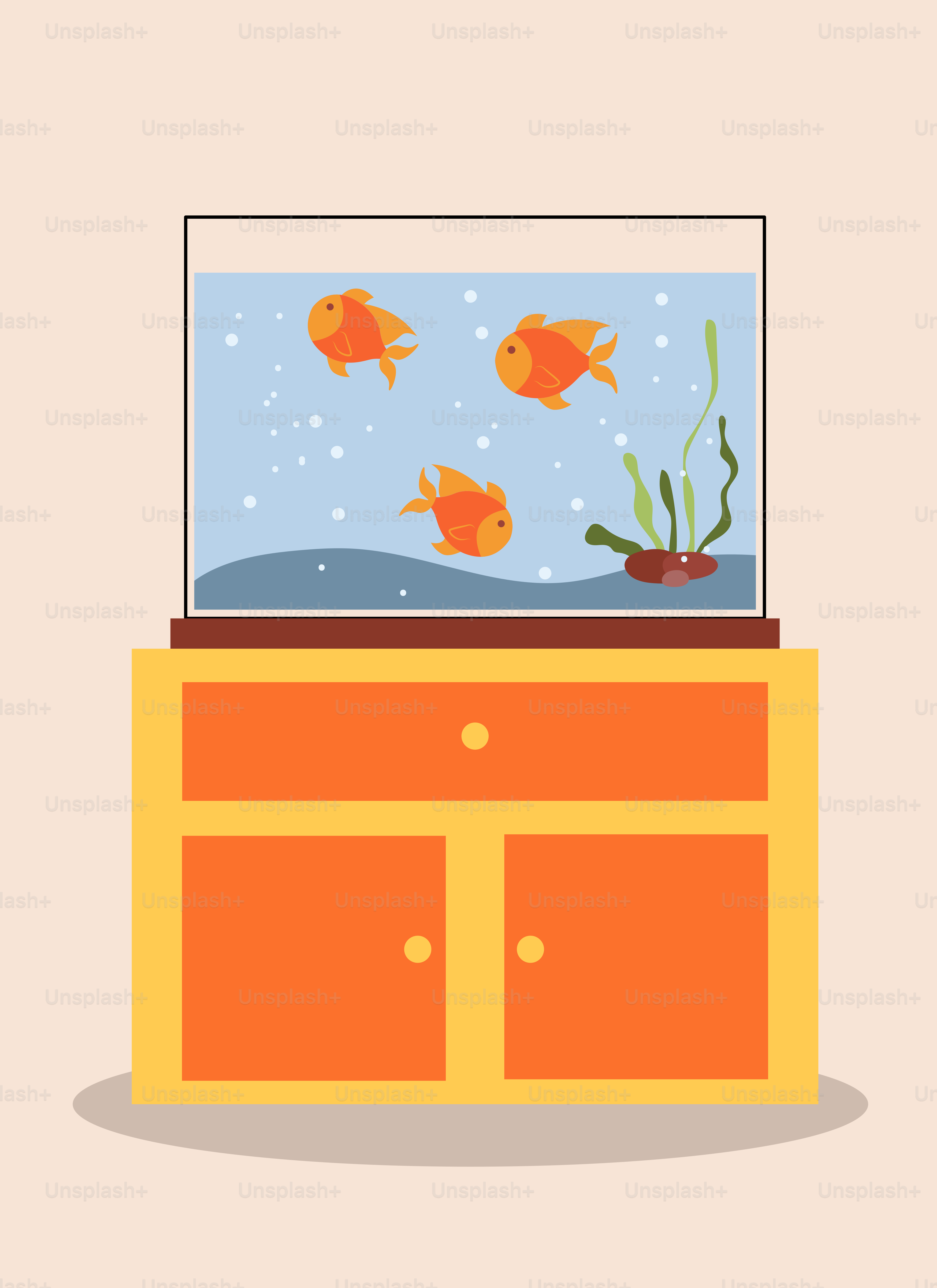 A fish tank sitting on top of a dresser
