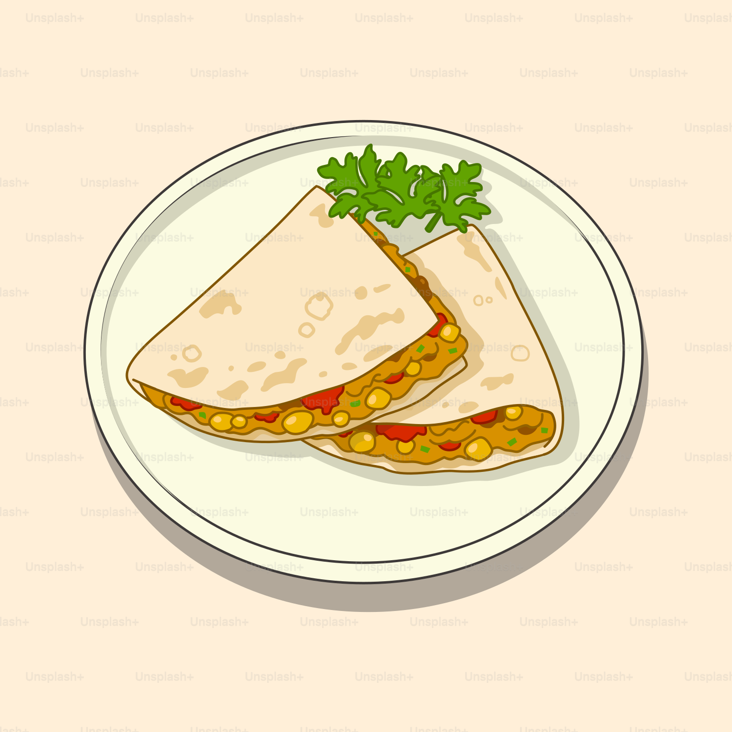 A plate with two quesadillas on it